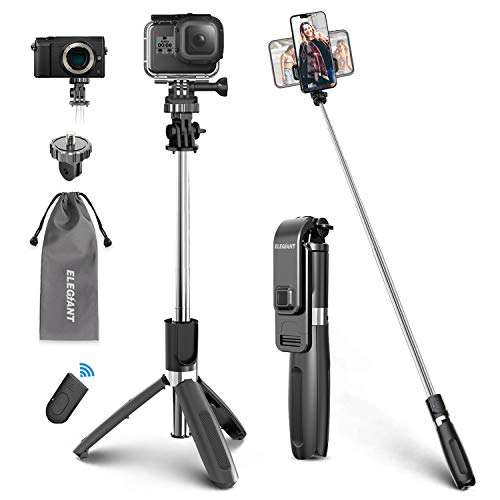 ELEGIANT Palo Selfie Trípode Bluetooth, 4 en 1 Selfie Stick Móvil con Control Remoto