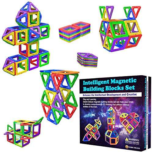 Desire Deluxe Bloques de Construcción Magnéticos Infantiles - Juego Creativo Educativo de 40 Piezas de Formas Geométricas con Imanes
