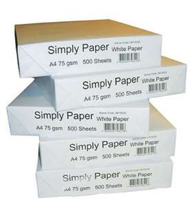 Simply Papel para Faxes, Fotocopiadoras, Impresoras Láser e Impresoras de Inyección de Tinta Blanco A4 75 g/m² 500 hojas