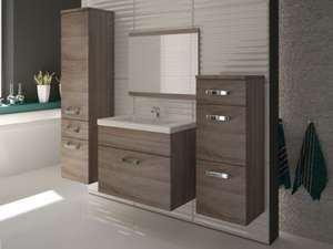 Conjunto de baño NASSAU - Lavabo + muebles + espejo - Topo