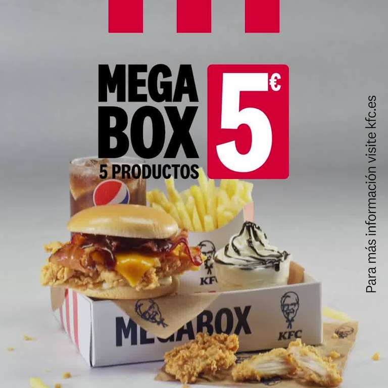 MEGABOX KFC: 5 productos por 5€
