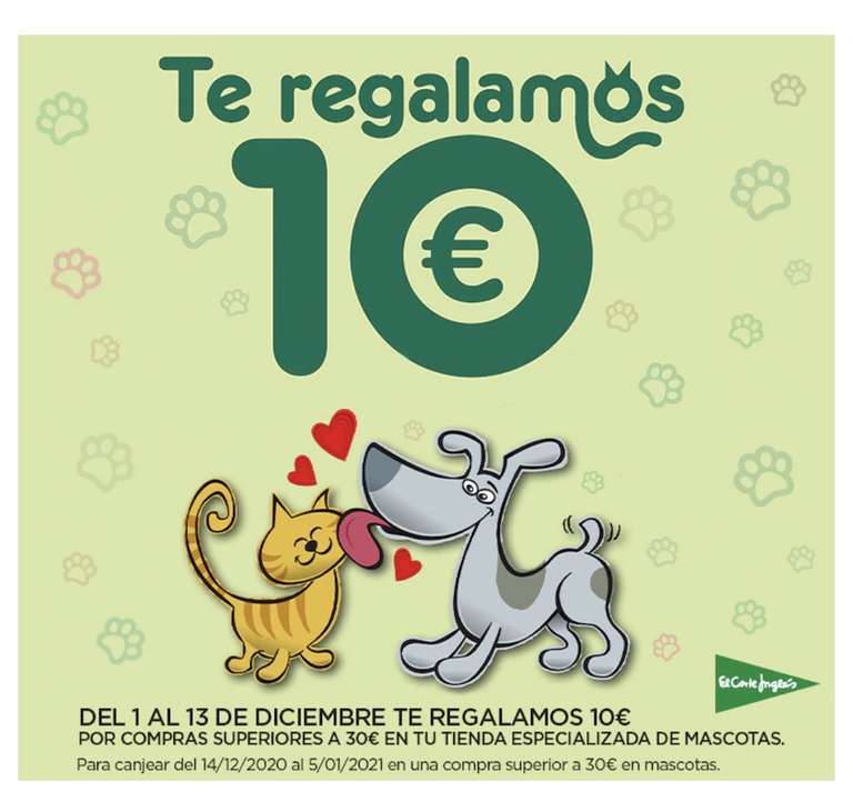 Te reglamos 10€ por compras superiores a 30€ en mascotas