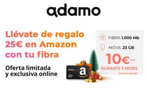 Fibra y móvil Adamo descuento y cheque Amazon