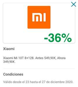 Xiaomi MI 10 T (pagando con waylet) en el corte inglés