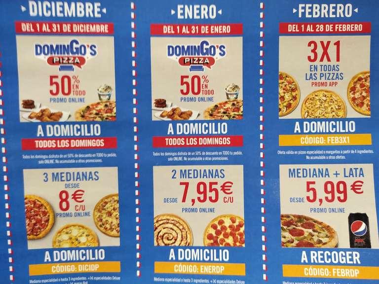 Descuentos dominos pizza varios Para Enero y Febrero 2021