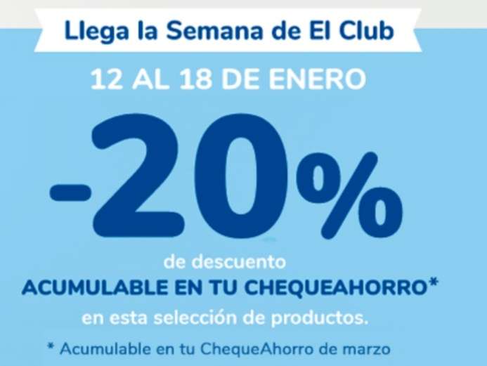 20% acumulable en cheque ahorro club Carrefour.