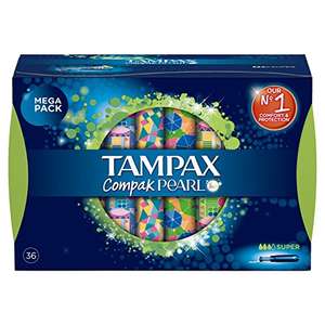Pack de 3x2 de TAMPAX Compak Pearl Super, 36 tampones