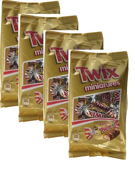 (4 unidades a 1,03€/ud) TWIX mini barritas chocolate con leche bolsa