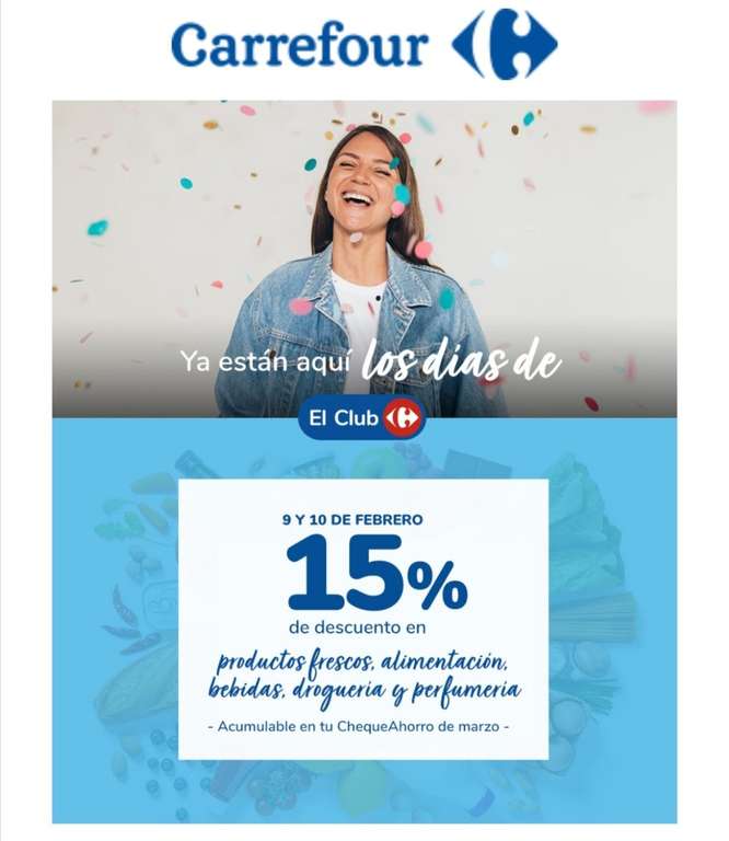 -15% Chequeahorro Día del Club Carrefour