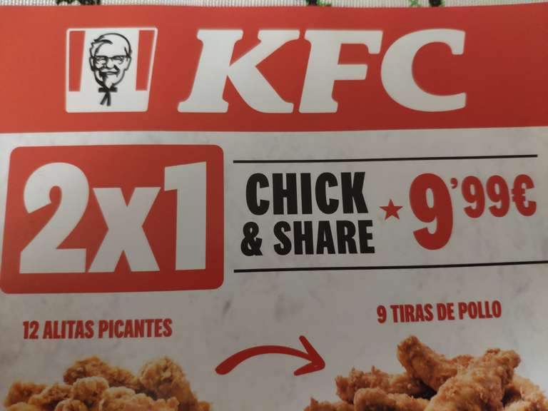 KFC 2x1 en Chick & Share 9,99€ (Sevilla)