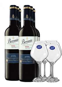 Oferta vino beronia reserva 2015 pack 6 botellas + 6 copas gratis