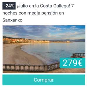 ¡Julio en la Costa Gallega! 7 noches con media pensión en Sanxenxo