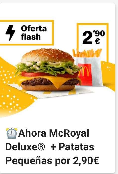 McRoyal Deluxe + patatas a 2,90€