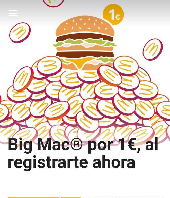 Big Mac por 1€ al registrarte en la app