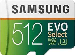 Tarjeta microSD Samsung EVO Select de 512 GB por 62,99 €