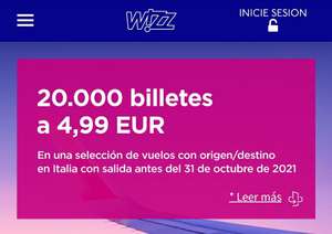 Vuelos con Wizzair a Italia y desde Italia desde 4,99€ | Vuelos desde Canarias e Ibiza