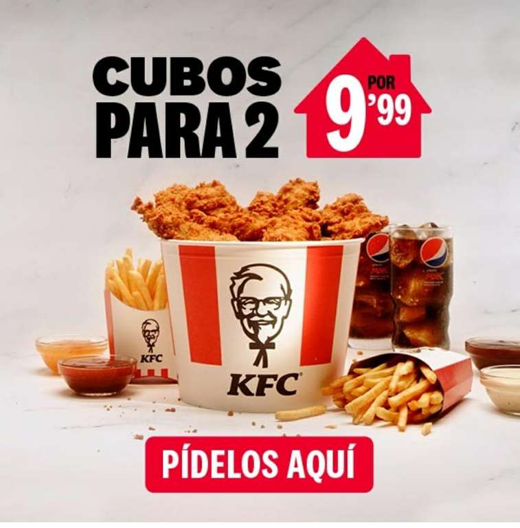Menús KFC de cubos para 2 a 9,99€