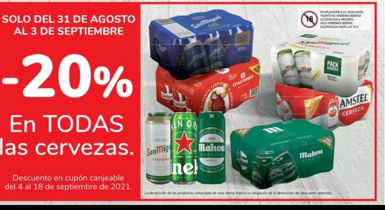 Cupón carrefour 20% en todas las cervezas más 3x2 en Ambar, Amstel, Cruzcampo, Heineken, Desperado, etc