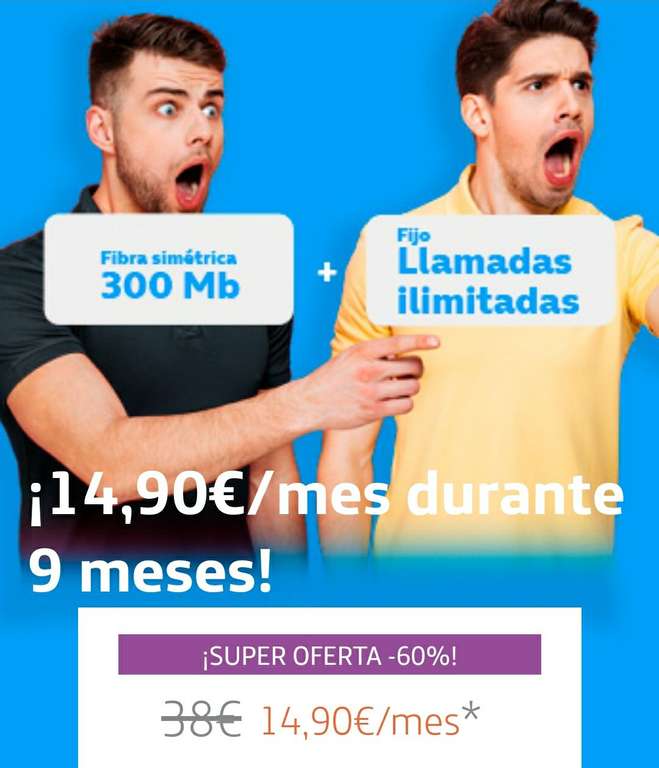 Movistar Conecta 9 meses a 14,90€: Fibra óptica simétrica 300Mb, ADSL o Radio + fijo con llamadas SIN PERMANENCIA