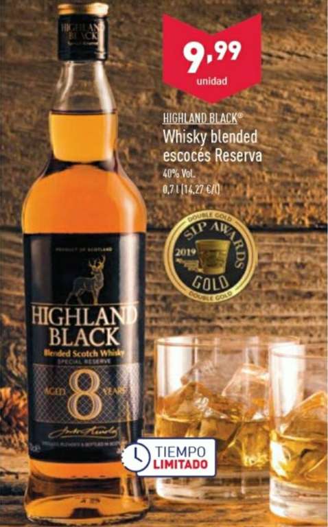 Whisky 8 años Highland Black blended scotch (galardonado en 2018 mejor whisky del mundo < 12 años)