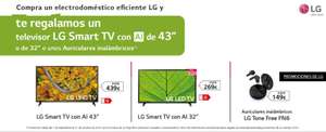 Compra tu electrodoméstico eficiente LG y consigue un televisor LG Smart TV de hasta 43 pulgadas o unos auriculares