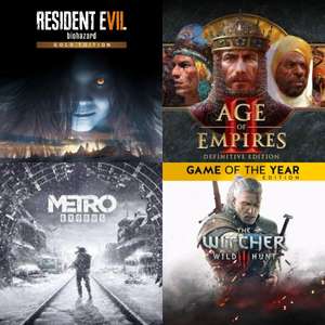 Resident Evil VII Biohazard Gold Edition 5€, Metro: Exodus 7€, Bioshock Collection 6€ , The Witcher 3 GOTY 7€, AOE II Definitive 7€