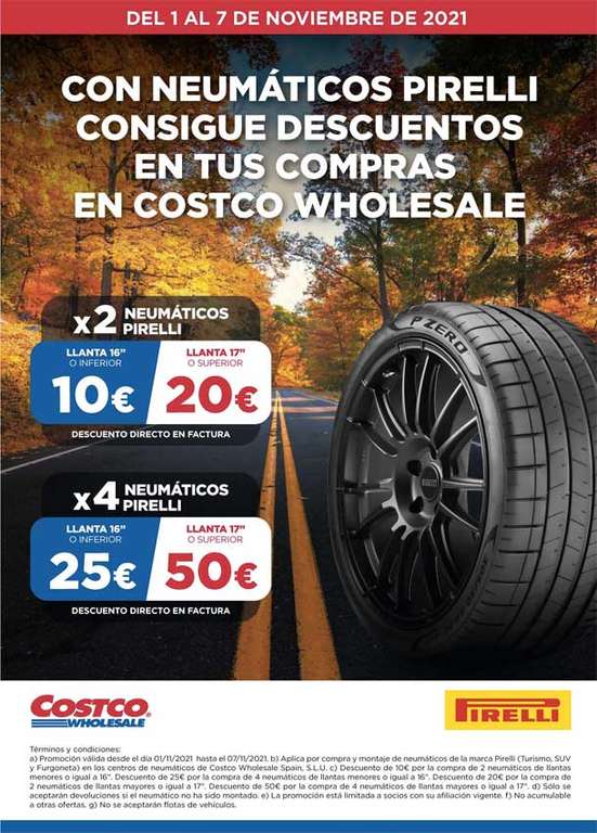COSTCO - Descuento neumáticos Pirelli