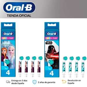Oral B Kids Frozen 2, Cabezales cepillos dientes Oral B, Recambio Oral B, Pack 4 uds (A PARTIR DEL DIA 10)