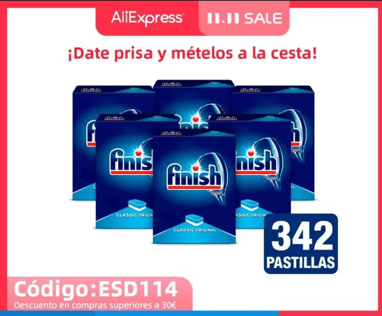 342 pastillas Finish Classic Original para lavavajillas - a solo 0,07 ud Envío España (Plaza)