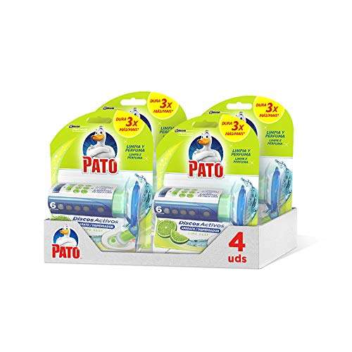PATO® Discos Activos WC Lima, Limpia y Desinfecta, Packs de 4 Unidades, 4 Aplicadores + 4 Recambios