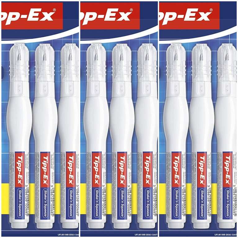 3 pack de 3 Tipp-Ex total 9Tipp-Ex Shake'n Squeeze Corrector Líquido