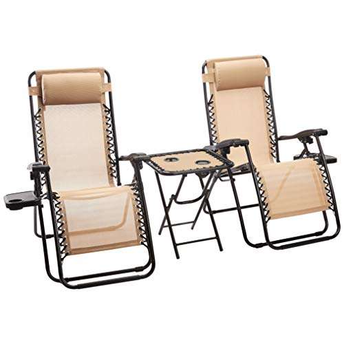 Amazon Basics - Set de 2 sillas con gravedad cero y mesa auxiliar