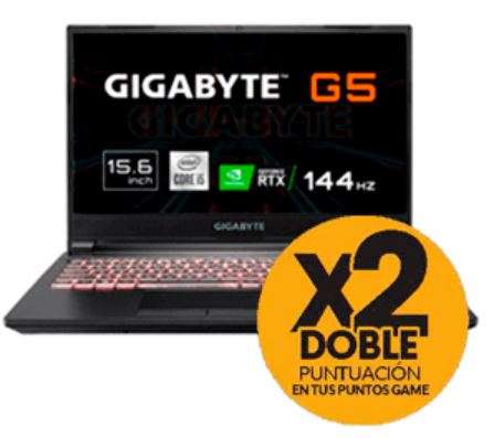 Portátil GIGABYTE i5 10500H / 16GB / 512GB SSD / RTX 3060 / 15'6 IPS 144HZ / FDOS (x2 puntos GAME)