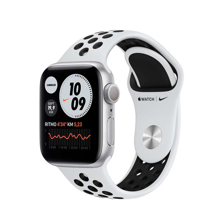 Apple Watch Series 6 Nike GPS Caja 40mm Aluminio Plata y correa deportiva Platino negra