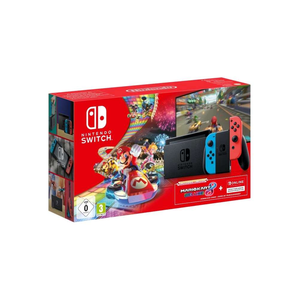 Nintendo Switch JoyCon Neón + Mario Kart 8 Deluxe + 3 Meses Nintendo Switch Online, opcional otros juego por 19€