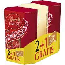 Bombones de chocolate con leche y surtidos Lindt Lindor pack de 2 unidades de 200 gr + 1 de regalo