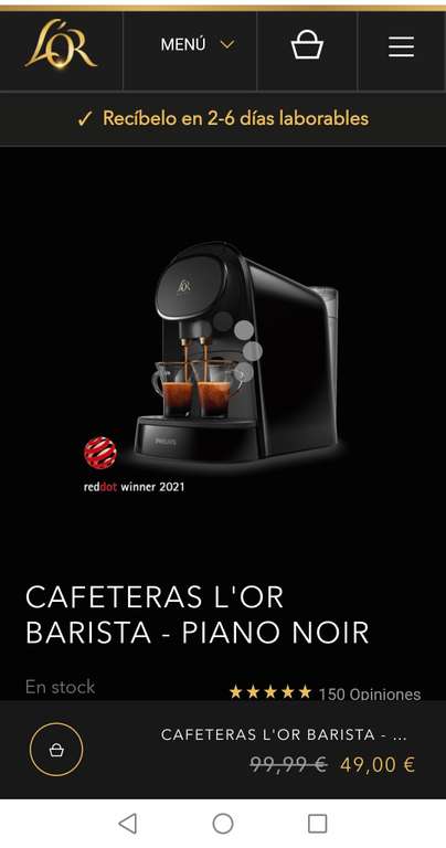 CAFETERAS L'OR BARISTA - PIANO NOIR