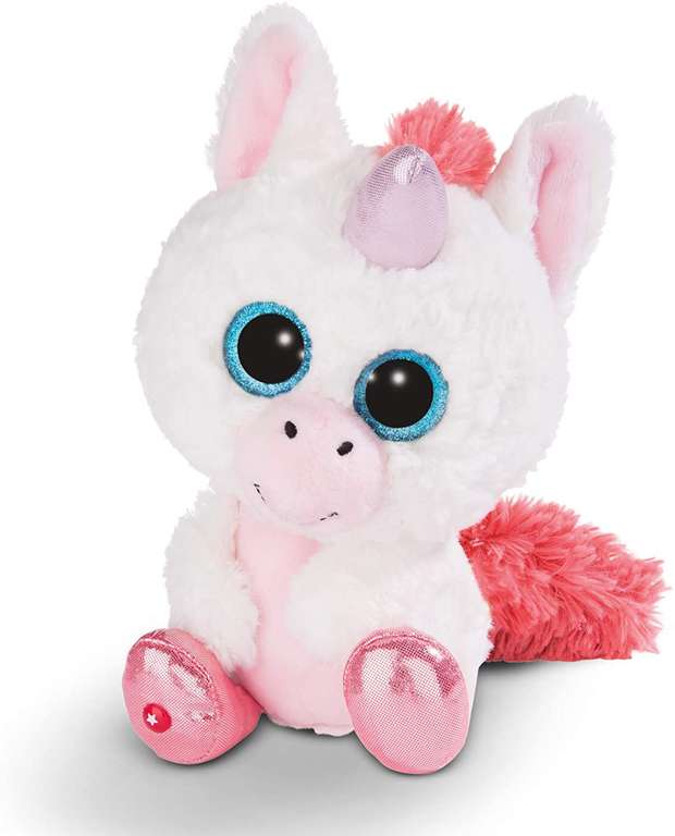 Peluche Unicornio Milky-Fee, con Ojos Grandes y Brillantes, 25 cm, Color: Blanco/Rosa