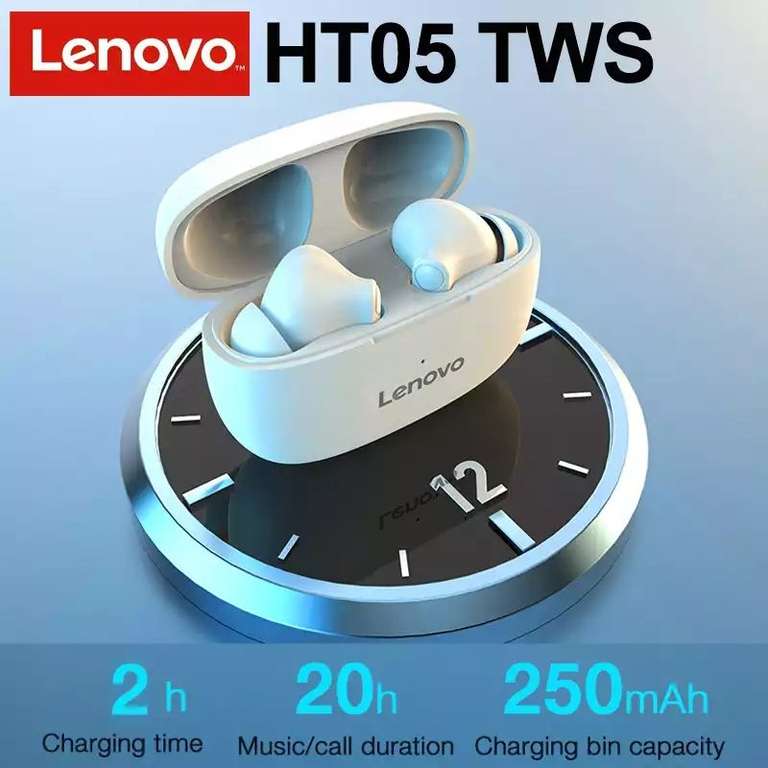 Lenovo-auriculares inalámbricos HT05 TWS, cascos con Bluetooth, IPX5,
