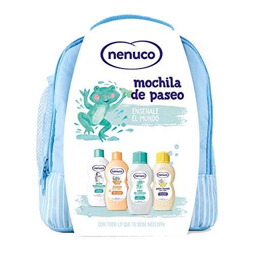 Nenuco Pack Bebé Mochila de Paseo color azul o rosa, contiene colonia, jabón, champú y leche hidratante, 1 paquete con 4 productos x 200 ml