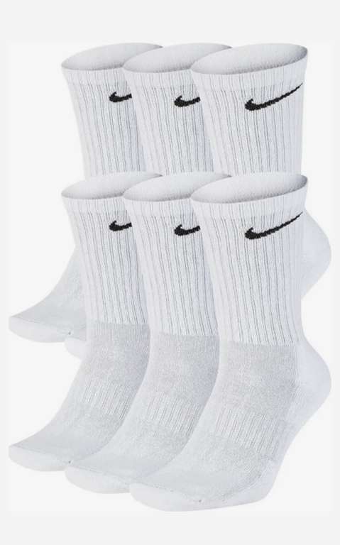 6 pares calcetines NIKE color blanco o negro - Varias tallas
