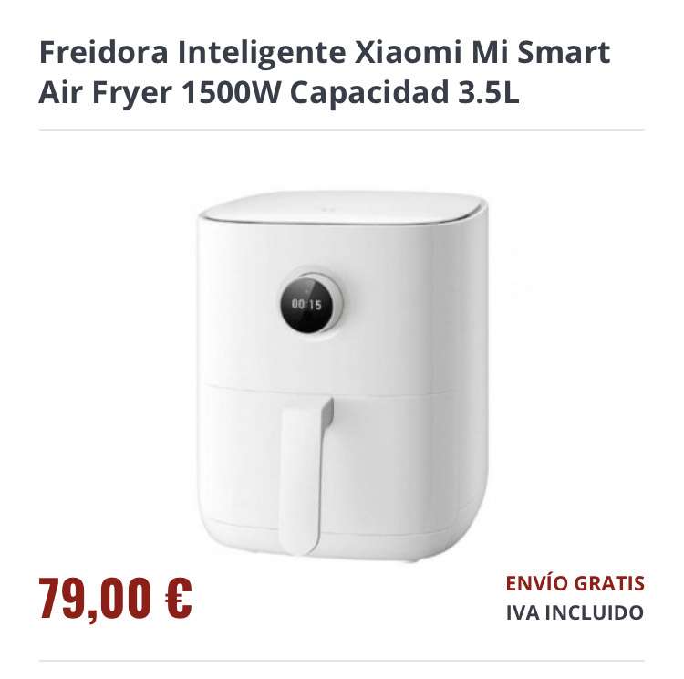 Freidora Inteligente Xiaomi Mi Smart Air Fryer 1500W Capacidad 3.5L