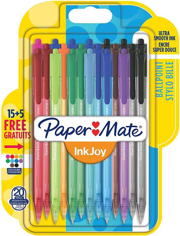 Blister con 20 bolígrafos de tinta InkJoy retráctil Paper Mate por sólo 3,95€ (Colores surtidos)
