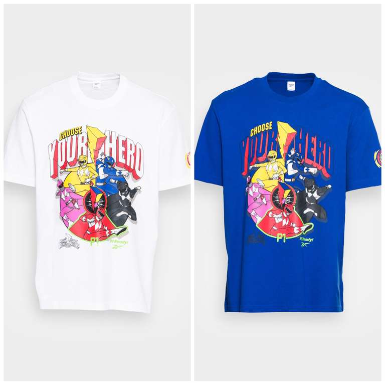 Camiseta Reebok x Power Rangers | Blanca o Azul | Tallas XS a XXL