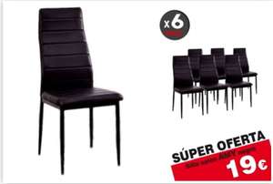 Conjunto de 6 sillas de salon AMY tapizadas en negro / blanco/ gris M023 19€/u