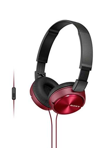Sony MDR-ZX310APR - Auriculares de diadema cerrados (con micrófono, control remoto integrado), Rojo oscuro