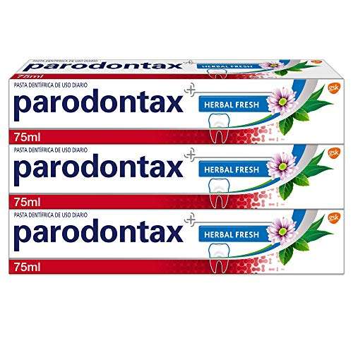 Parodontax, Herbal Fresh, Pasta de Dientes, Ayuda a Detener y Prevenir el Sangrado de Encías, Sabor Eucalipto y Menta, Pack de 3 x 75 ml