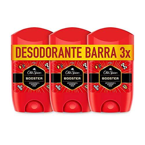 Old Spice Booster Antitranspirante Y Desodorante En Barra para Hombres 3 x 50 ml (Total 150 ml)