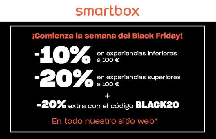 10% y 20% en experiencias SmartBox + 20% extra cupón