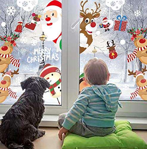 Adornos navideños para ventana reutilizables (11 hojas no adhesivas)